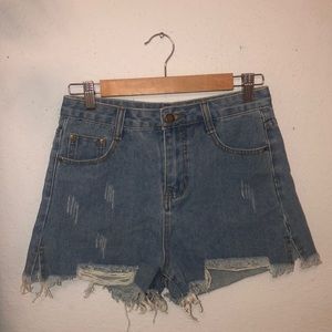 Distressed Denim High Wasted Shorts